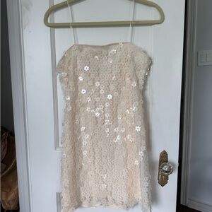 Zara Cream Sequin Mini Dress